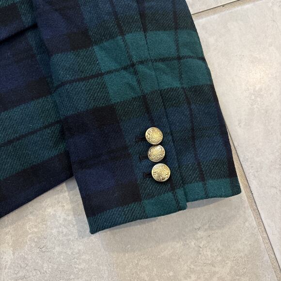 J Crew Schoolboy Blazer Womens Sz 10 Tartan Plaid Gold Buttons Academia NWT - Picture 2 of 12